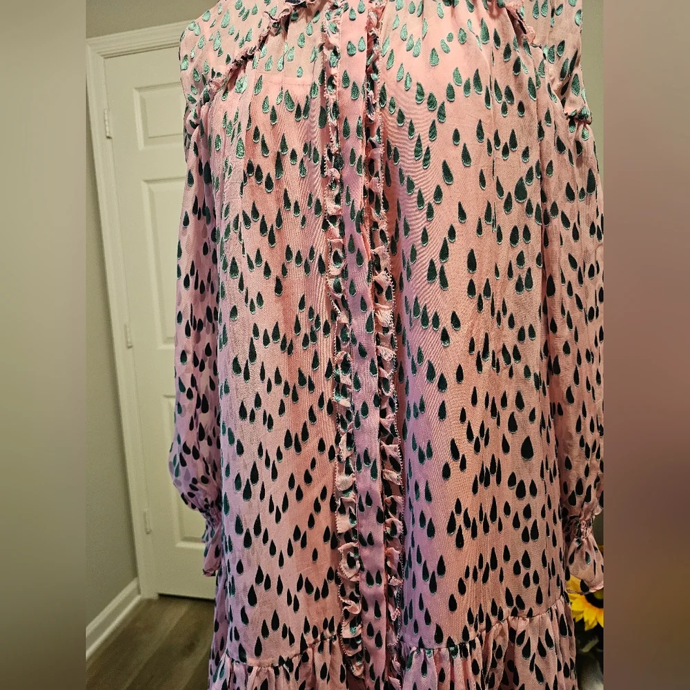 Saloni Pixie Mini Pink and Green Patterned Women's Dress Sz 6 - Picture 12 of 16